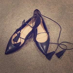 Loeffler Randall black lace up flats